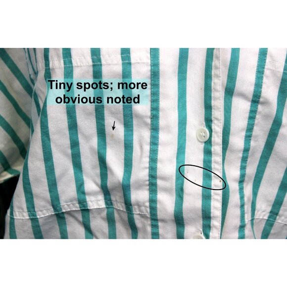 VTG 80s Summerfield Striped Button up Blouse Shirt Lg Teal Blue Preppy Classic - Picture 5 of 12